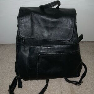 Black leather backpack
